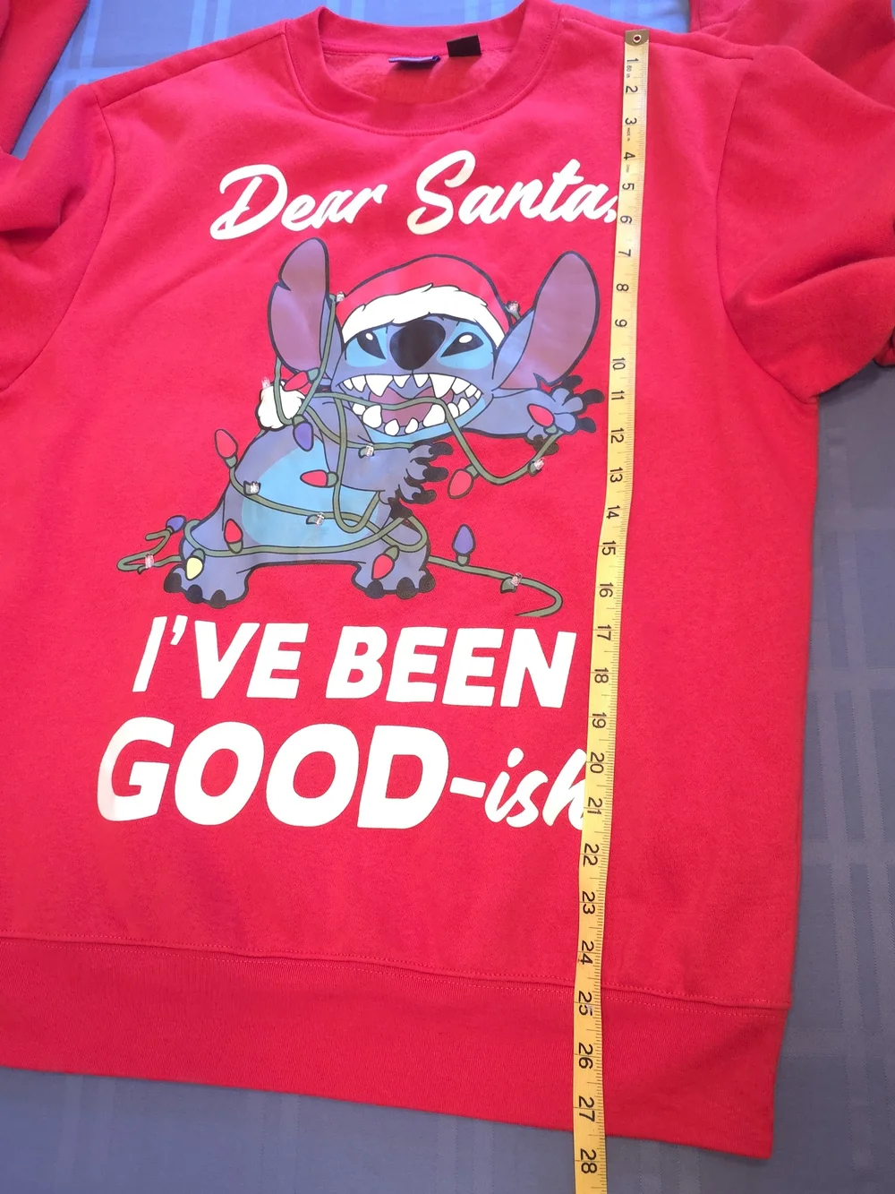Disney Stitch Light Up Christmas Sweatshirt Red Medium Dear Santa Holiday